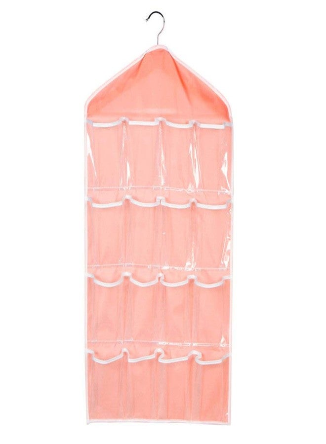 DITCAFOS Polyester Cloth Multifunction Clear 16 Pockets Socks, Shoe, Toy, Underwear, Slippers, Jewelry Sorting Storage Bag Door Wall Hanging Closet Organizer (Multicolour) - Image 1